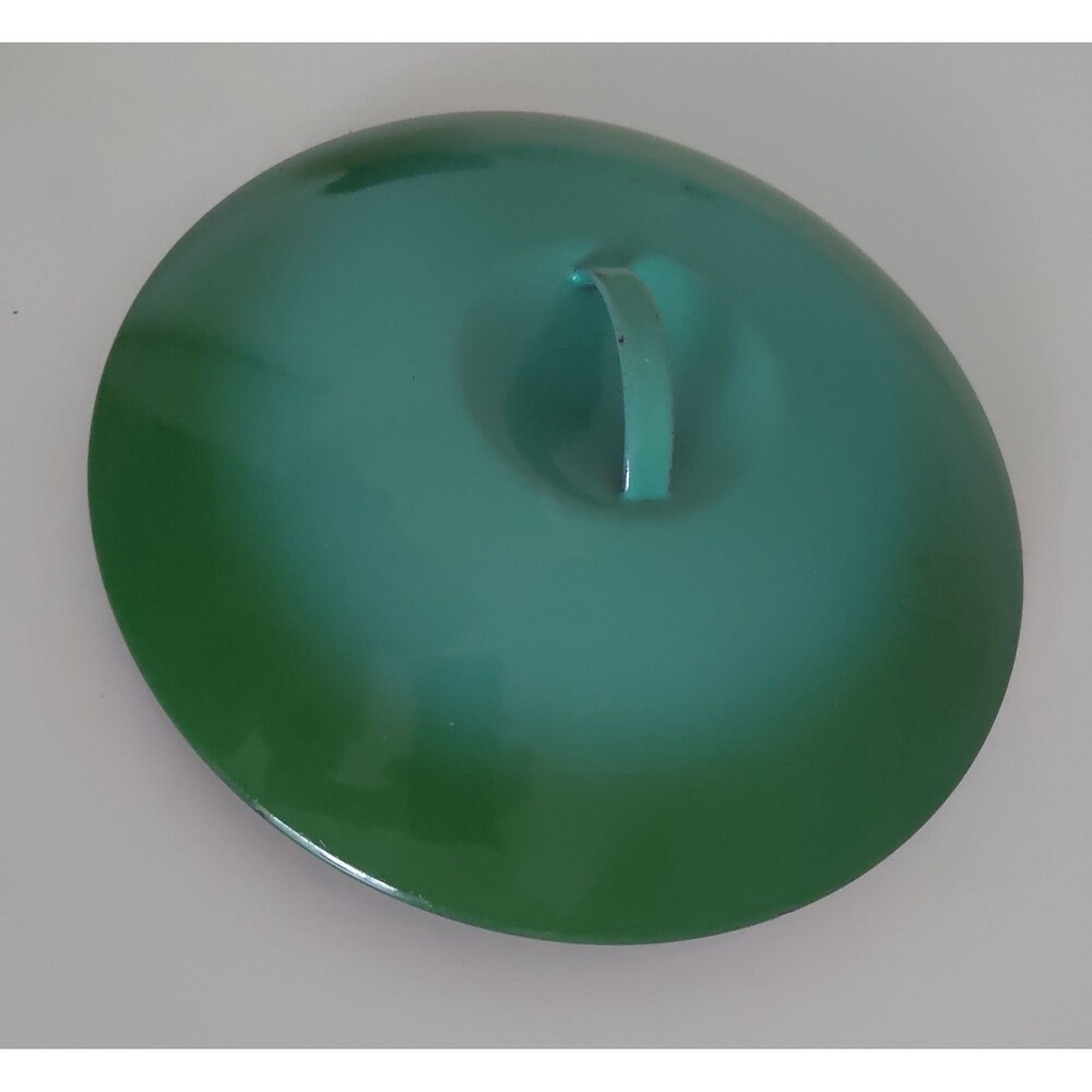 Vintage Enamel Pot Pan 8" Lid Replacement Avocado Green With Handle